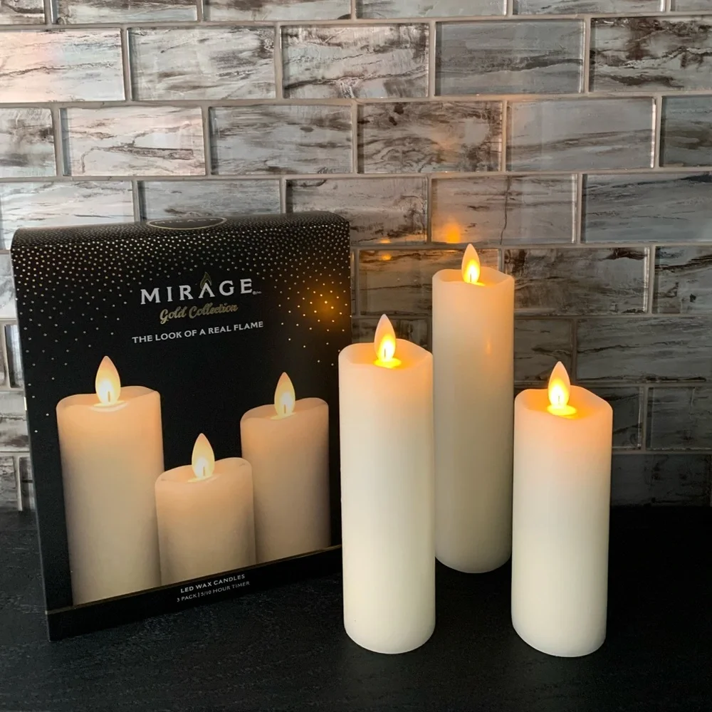 Flameless Candles Set of 3 - Picture 1 of 6